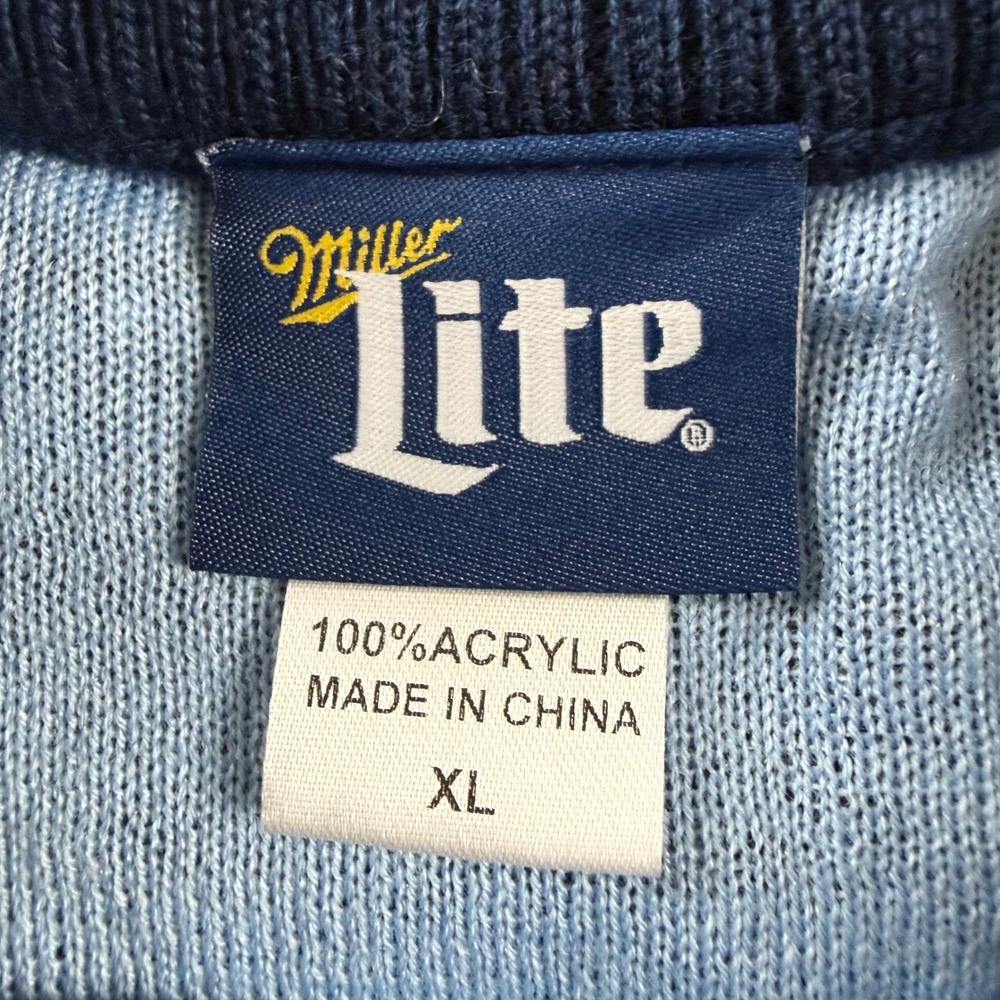 Miller Lite Ugly Christmas Sweater Mens XL Navy Blue Tis Miller Time Holiday - Picture 4 of 6